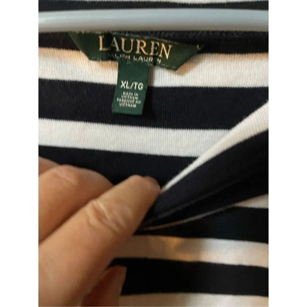 Lauren Ralph Lauren size XL nautical boat cut necklace cotton top. - Picture 4 of 7